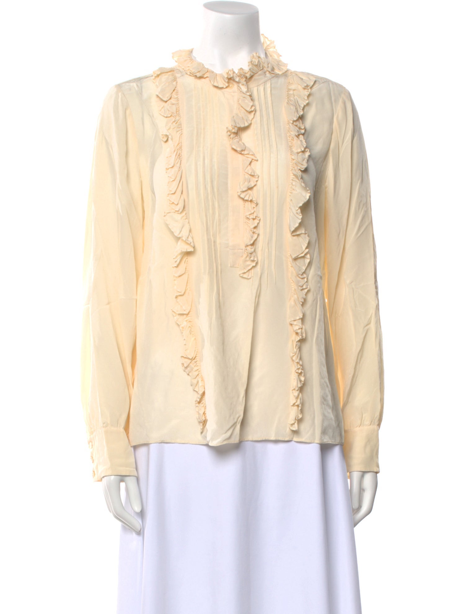 Tailored by Rebecca Taylor Silk Mock Neck Button-Up Top w/ Tags