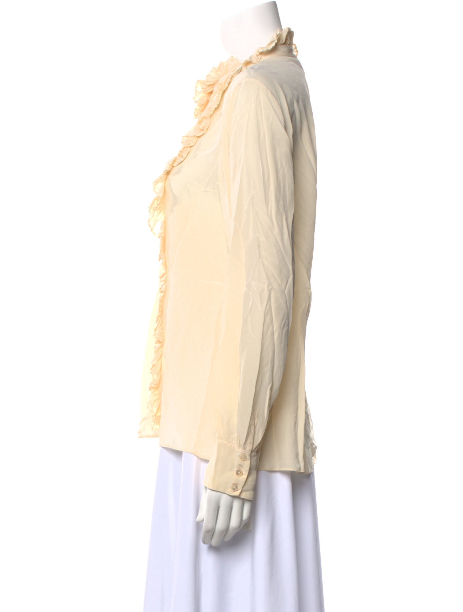 Tailored by Rebecca Taylor Silk Mock Neck Button-Up Top w/ Tags