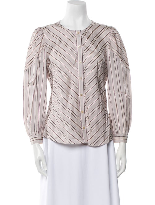 Tailored by Rebecca Taylor Striped Crew Neck Blouse
