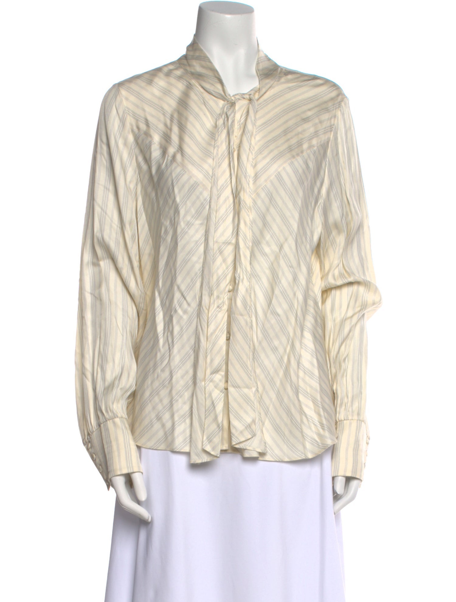Tailored by Rebecca Taylor Silk Striped Button-Up Top
