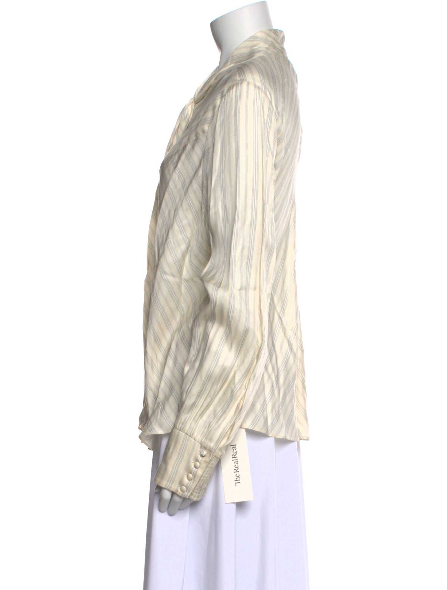 Tailored by Rebecca Taylor Silk Striped Button-Up Top