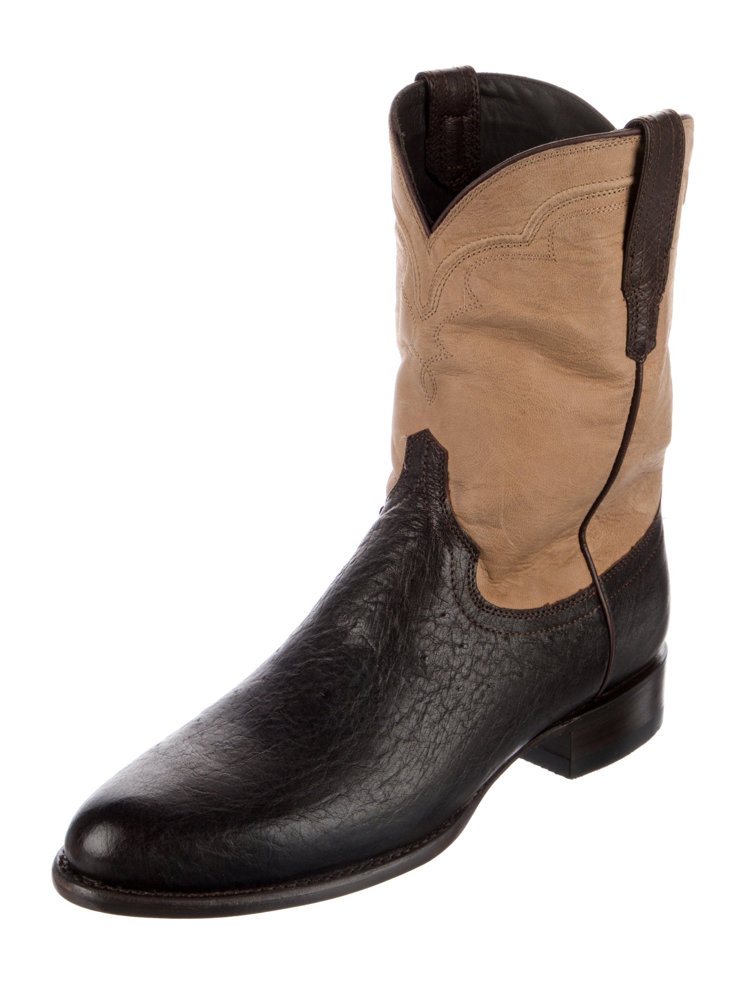 Tecovas Leather Colorblock Pattern Western Boots