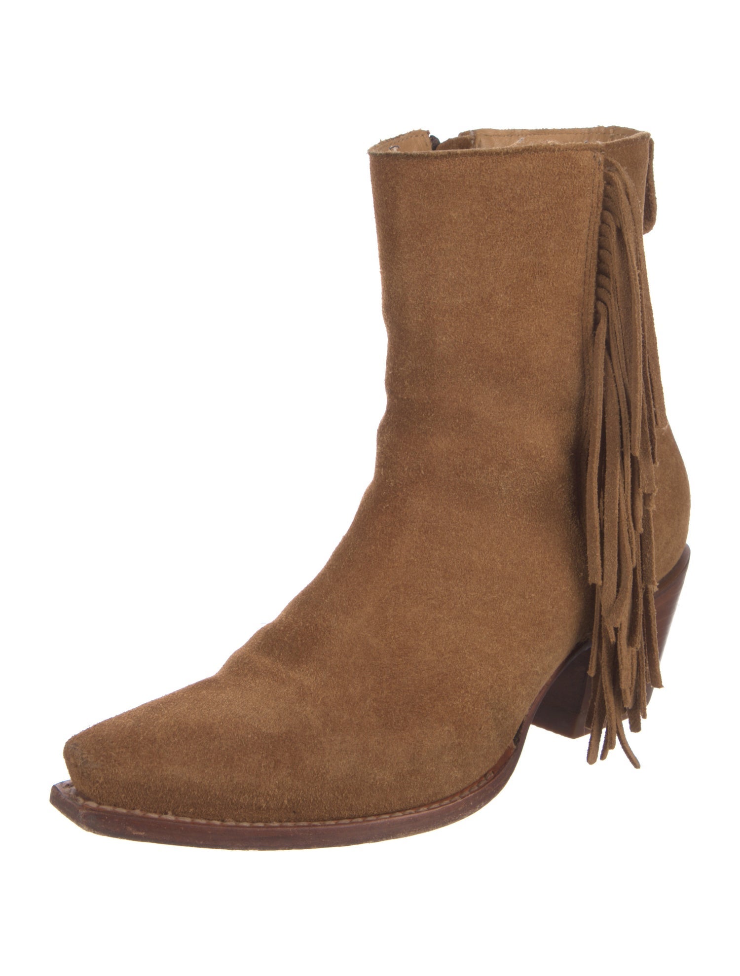 Tecovas Suede Fringe Trim Accent Western Boots