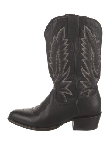 Pre-owned Tecovas Leather Western Boots In Black