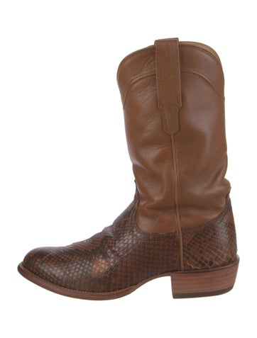 Pre-owned Tecovas Leather Western Boots In Brown