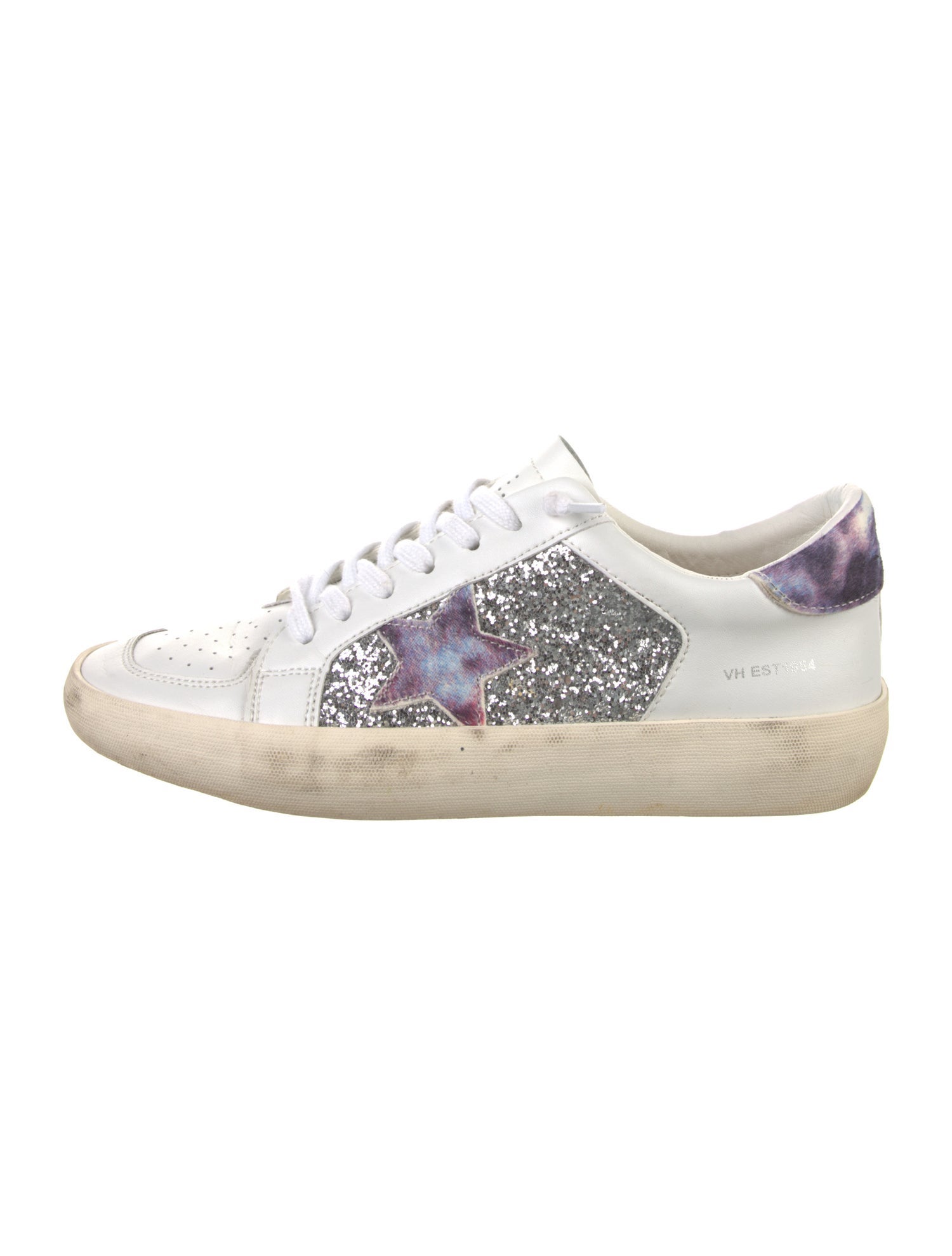 Vintage Havana Leather Glitter Accents Sneakers