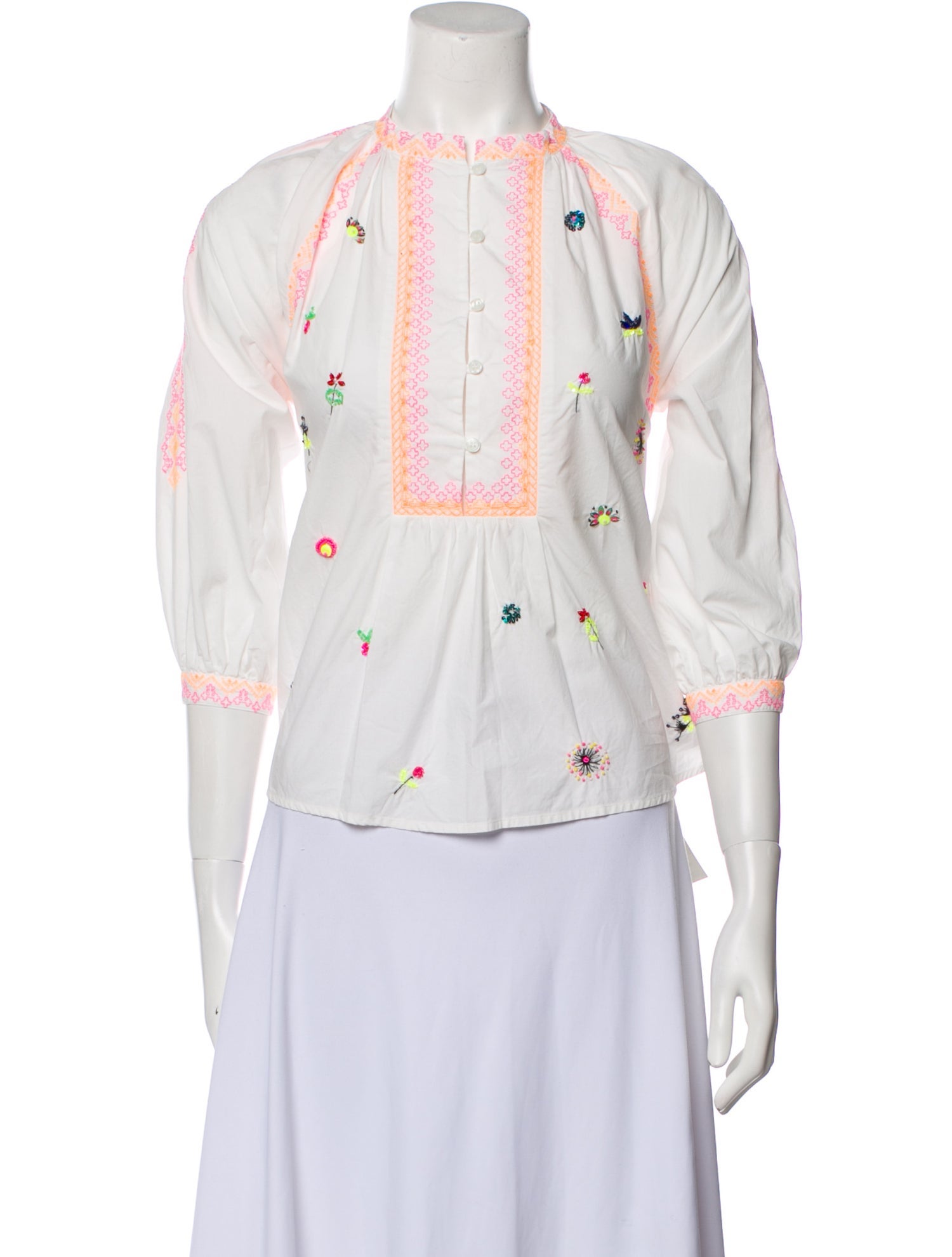 Vilagallo Patterned Mock Neck Blouse