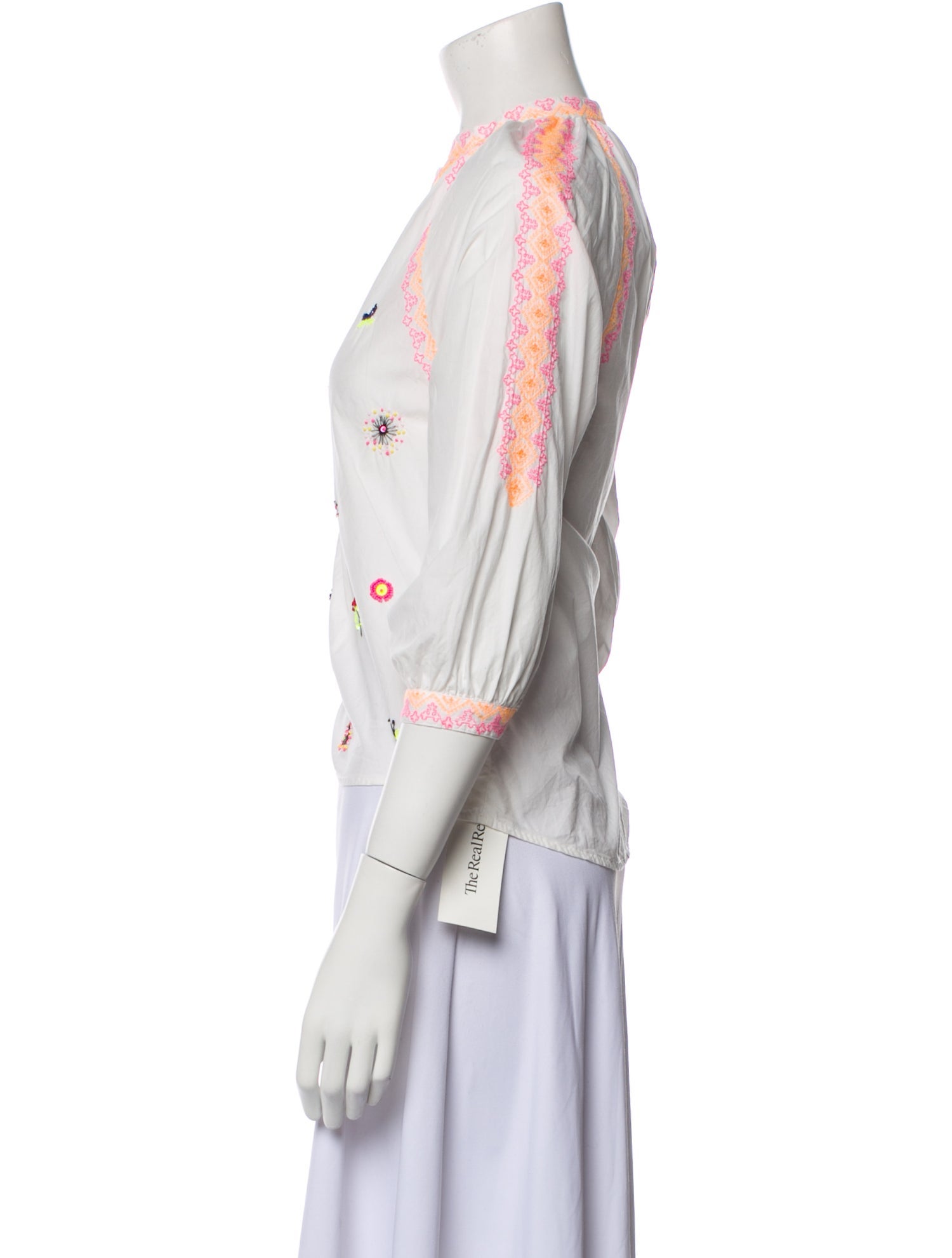 Vilagallo Patterned Mock Neck Blouse