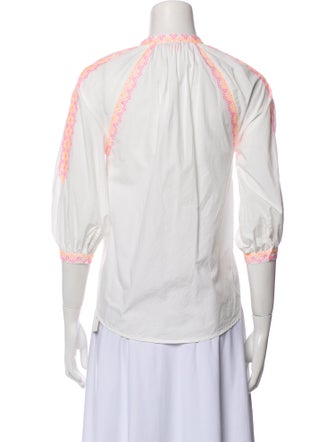 Vilagallo Patterned Mock Neck Blouse