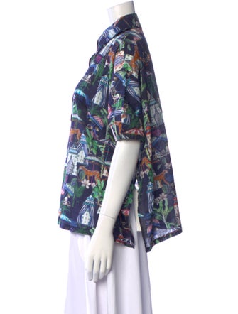 Vilagallo Printed Short Sleeve Button-Up Top