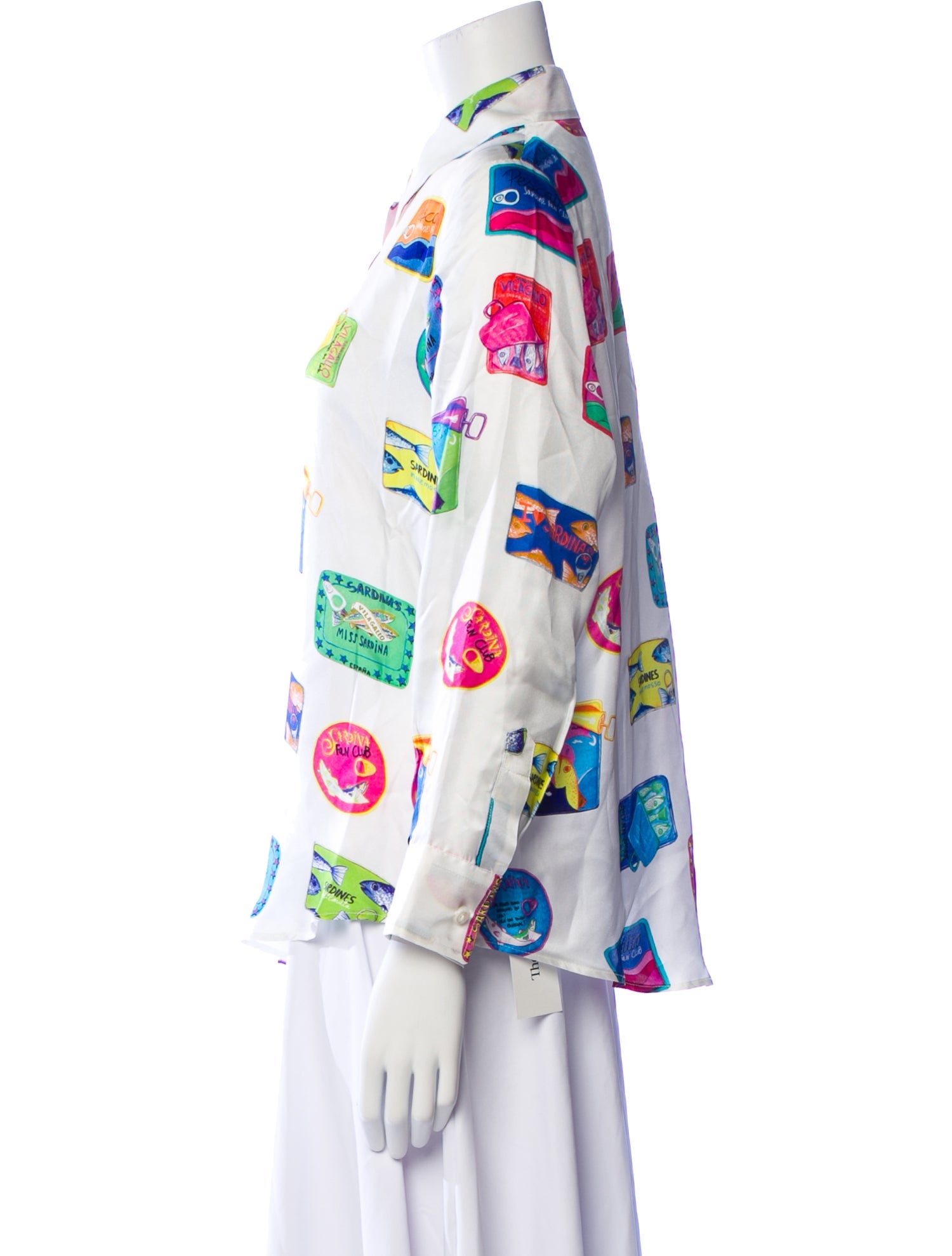 Vilagallo Silk Printed Button-Up Top