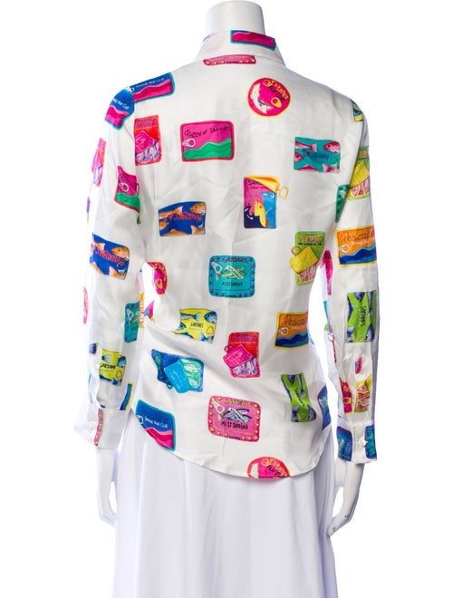 Vilagallo Silk Printed Button-Up Top