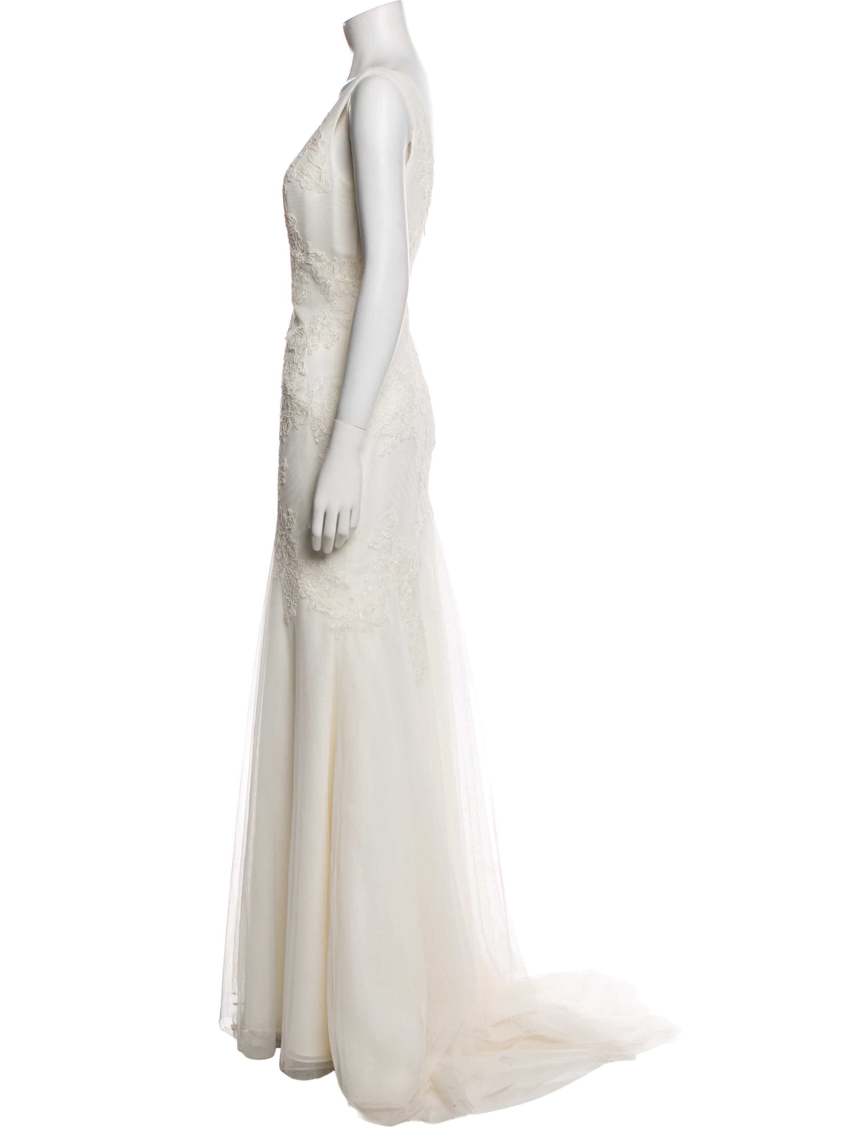 White by Vera Wang V-Neck Long Dress
