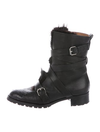 Alexa Wagner Leather Faux Fur Trim Boots
