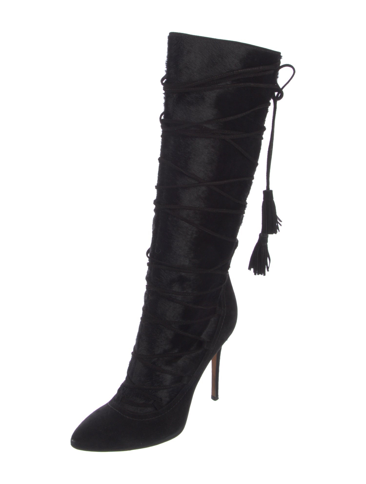 Alexa Wagner Ponyhair Lace-Up Boots