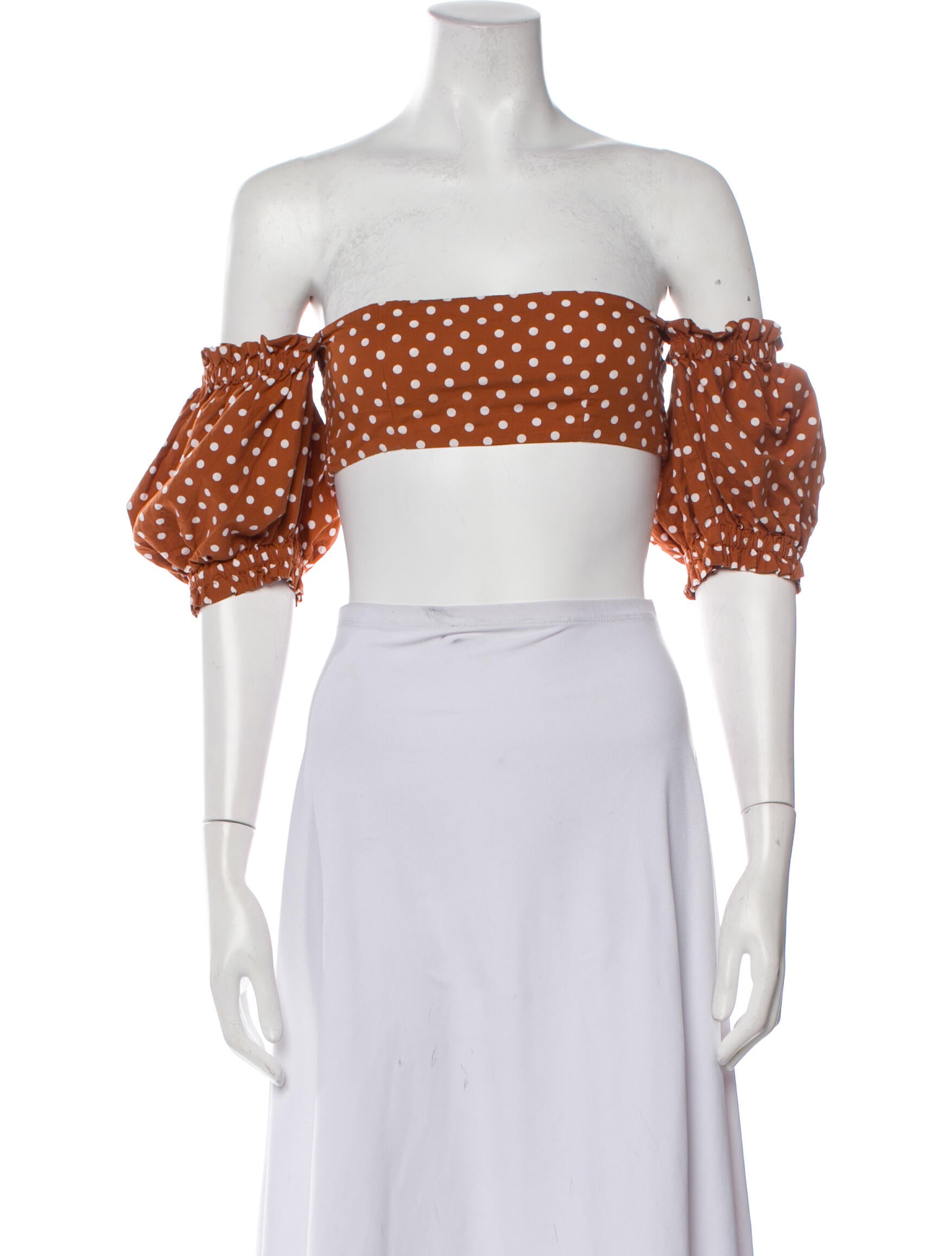 We Wore What Polka Dot Print Off-The-Shoulder Crop Top