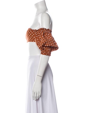 We Wore What Polka Dot Print Off-The-Shoulder Crop Top