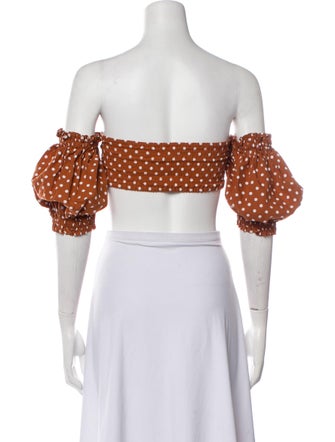 We Wore What Polka Dot Print Off-The-Shoulder Crop Top