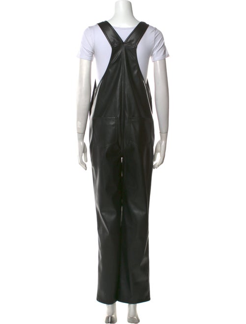 We Wore What Faux Leather Square Neckline Jumpsuit