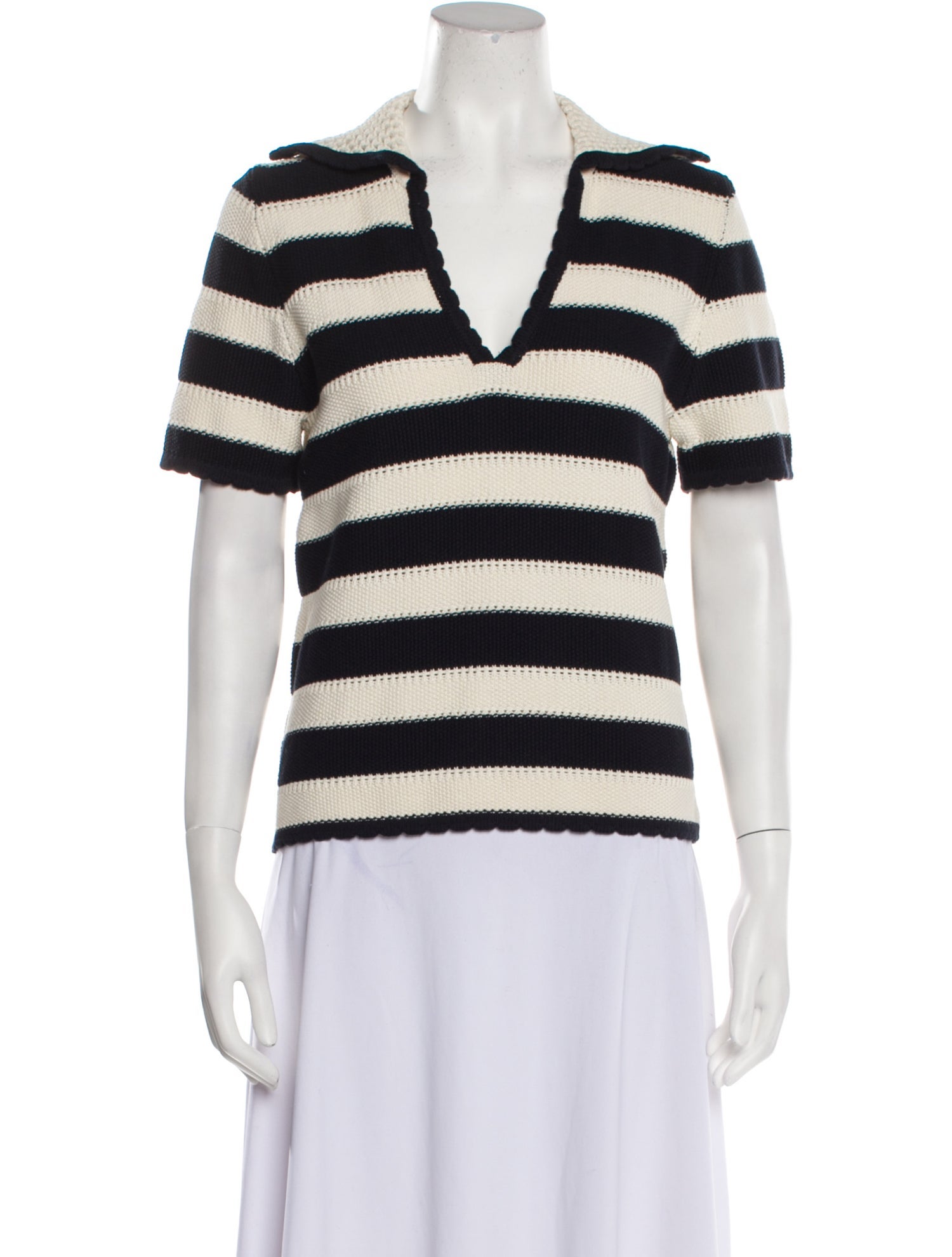 ZAPA Paris Striped V-Neck Polo