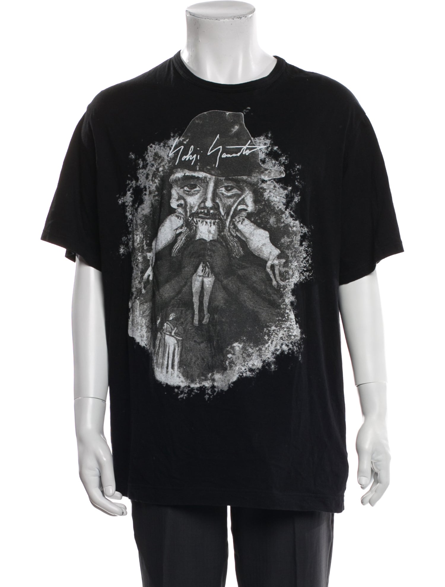 Yohji Yamamoto Pour Homme Graphic Print Crew Neck T-Shirt