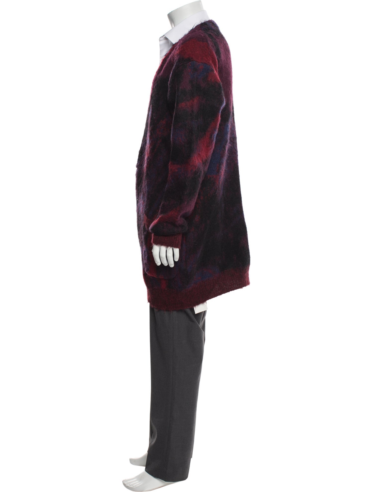 Yohji Yamamoto Pour Homme Tie-Dye Print V-Neck Cardigan