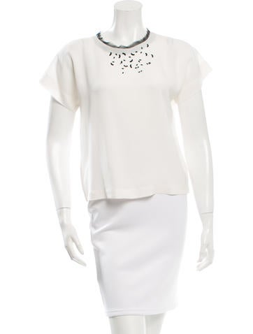 Yigal Azrouël Silk Embellished Top w/ Tags