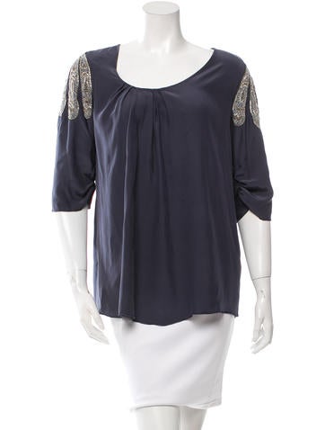 Yigal Azrouël Silk Embellished Top