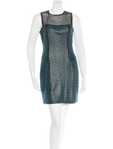 Yigal Azrouël Lambskin-Trimmed Patterned Dress