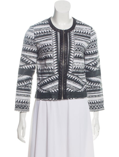 Yigal Azrouël Patterned Leather-Trimmed Cardigan G