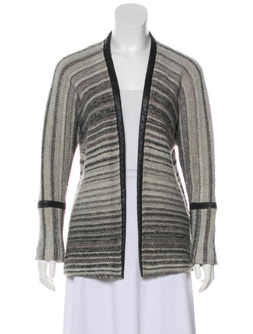 Yigal Azrouël Leather-Trimmed Open Front Cardigan