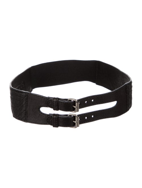 Yigal Azrouël Leather Wide Belt Black