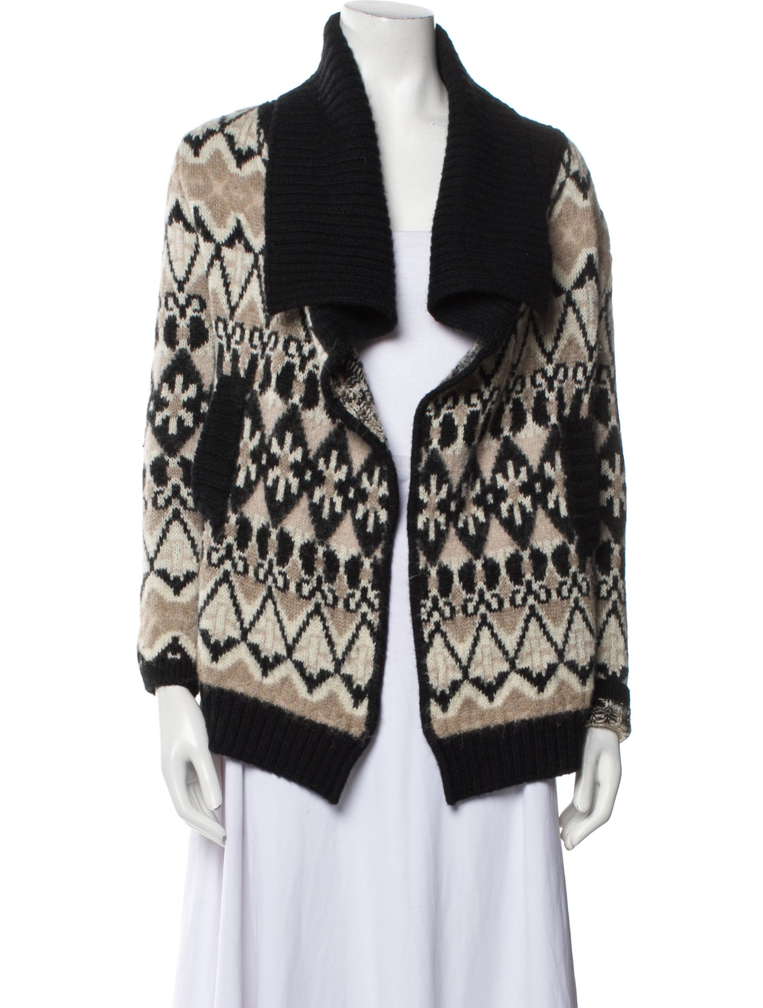 Yigal Azrouël Printed Open Front Sweater