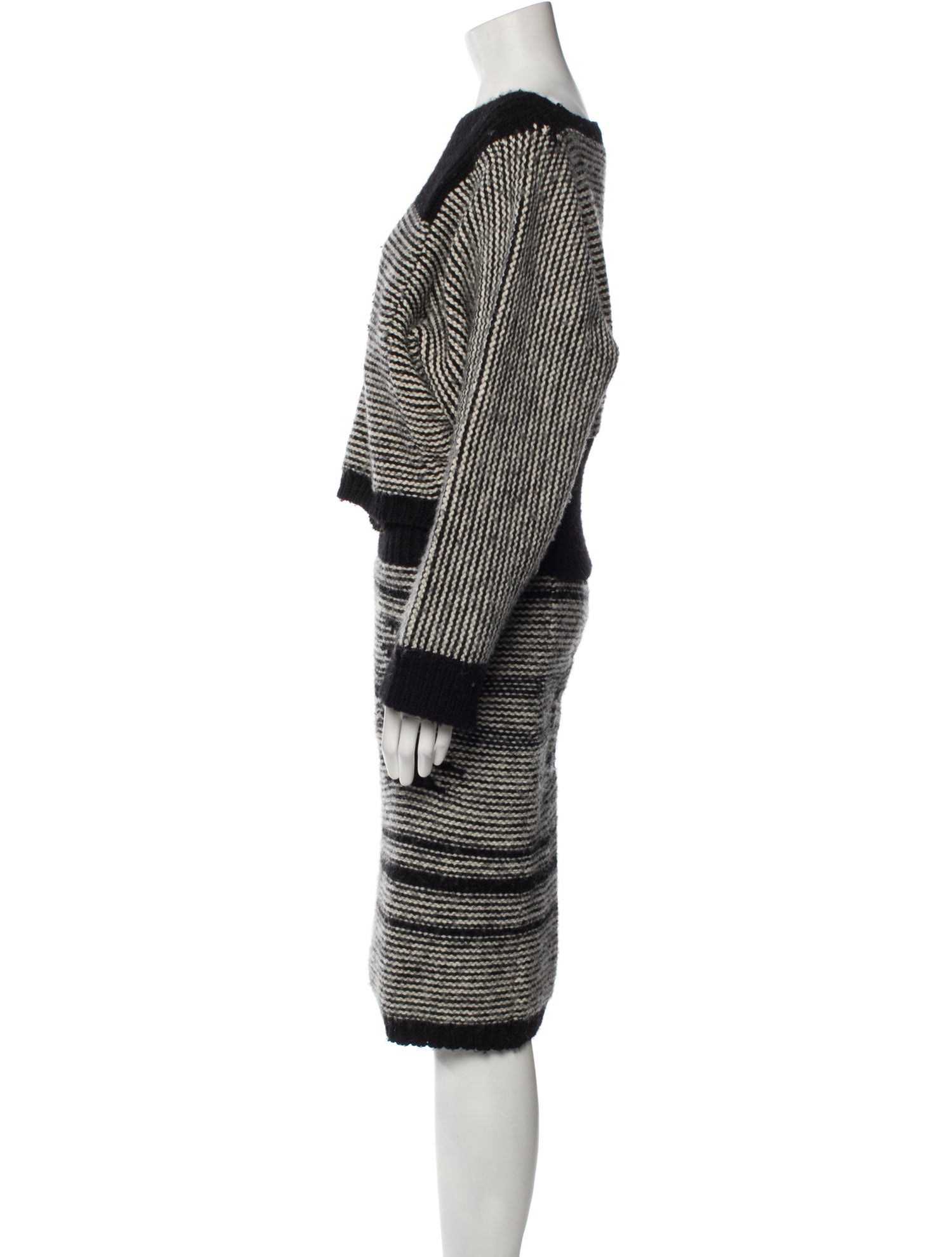 Yigal Azrouël Wool Striped Skirt Set