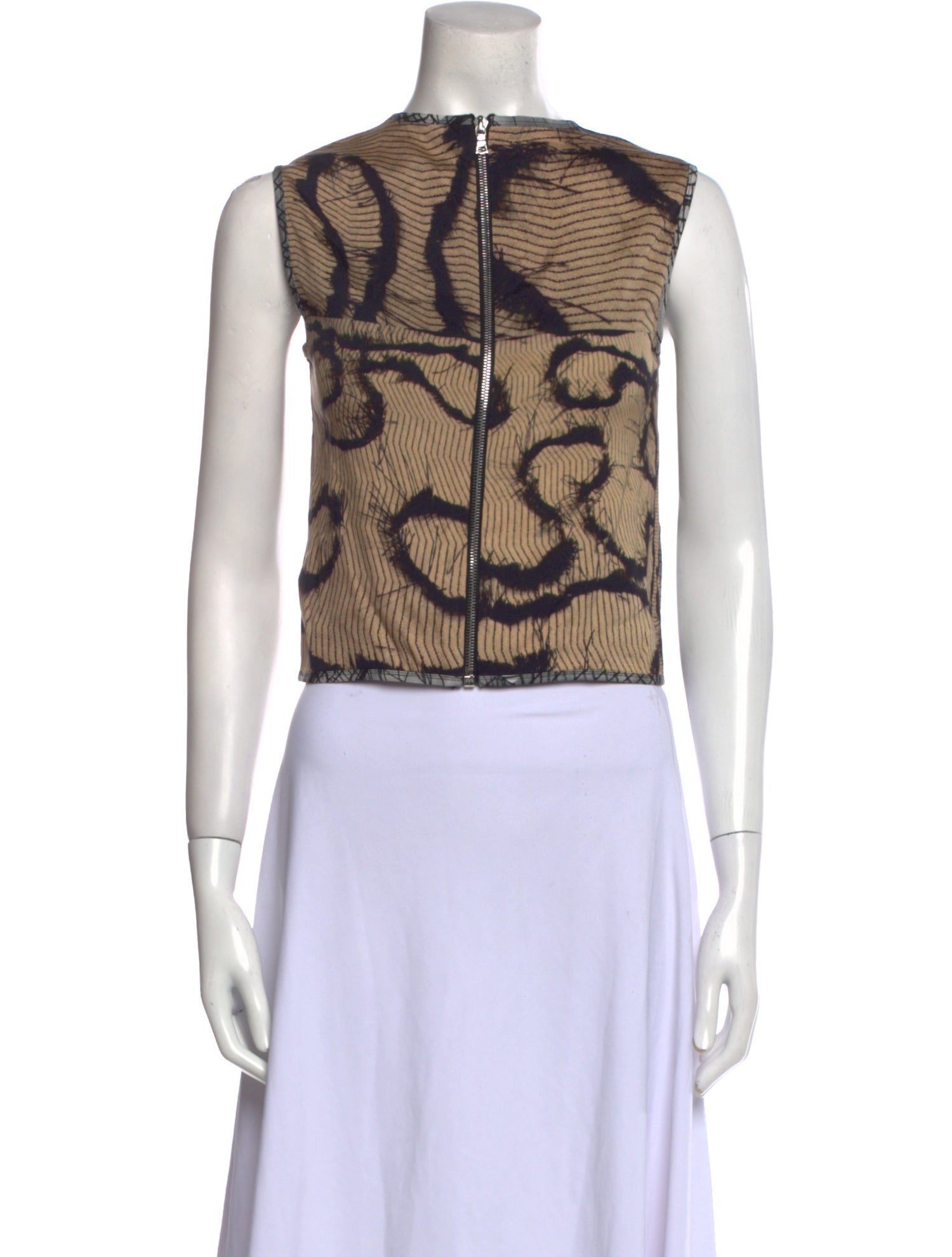 Yigal Azrouël Animal Print Bateau Neckline Crop Top