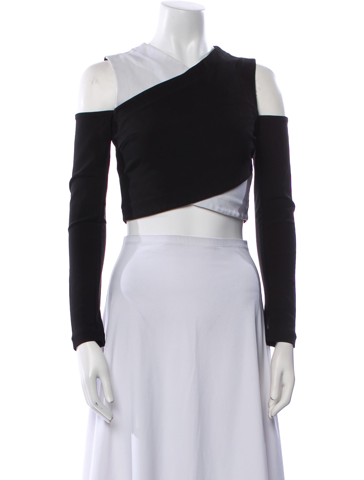 Yigal Azrouël Colorblock Pattern Off-The-Shoulder Crop Top