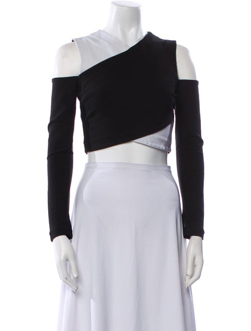 Yigal Azrouël Colorblock Pattern Off-The-Shoulder Crop Top