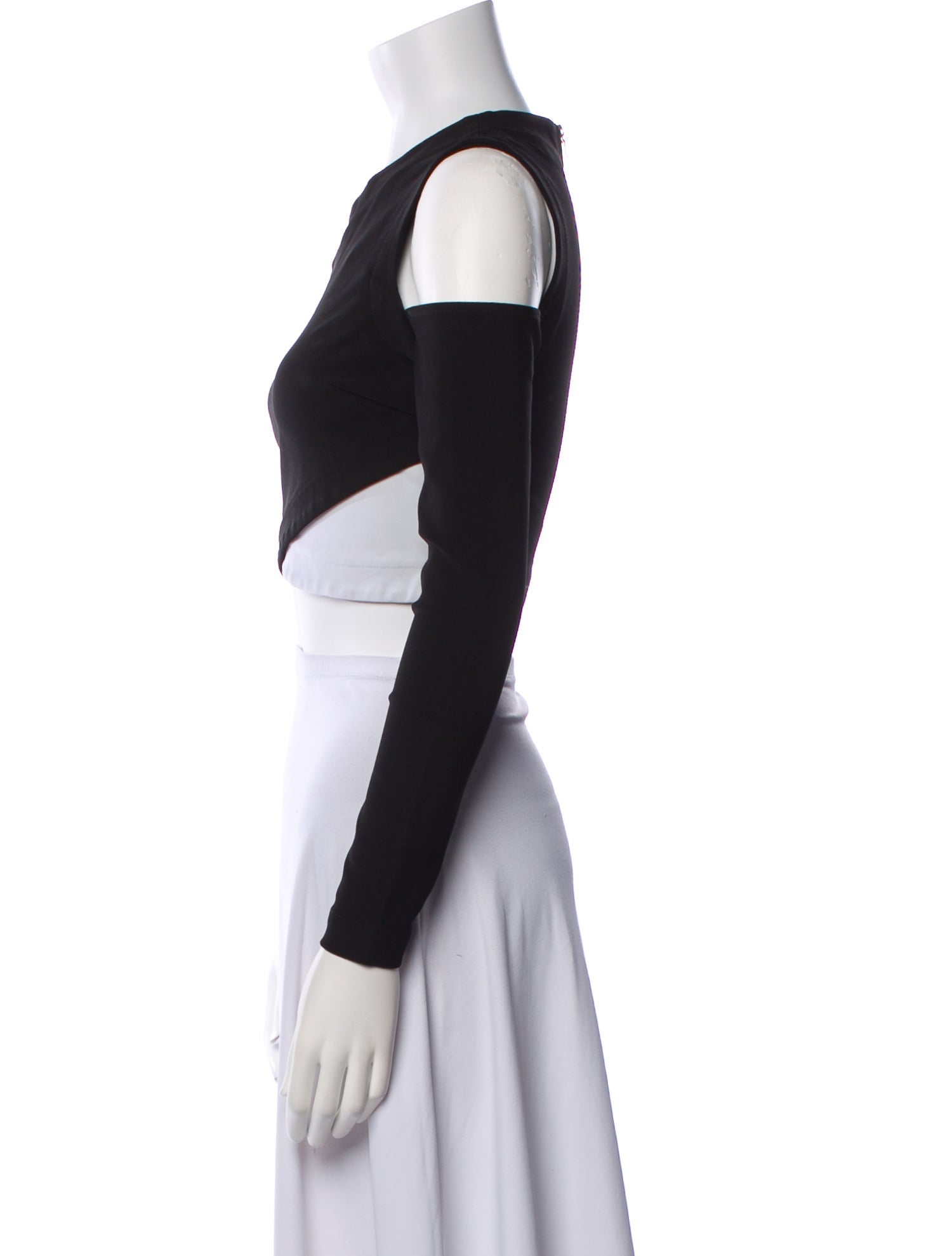 Yigal Azrouël Colorblock Pattern Off-The-Shoulder Crop Top