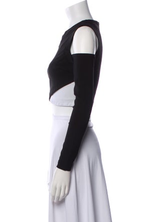 Yigal Azrouël Colorblock Pattern Off-The-Shoulder Crop Top