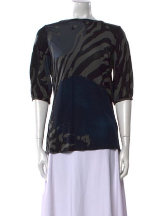 Yigal Azrouël Printed Bateau Neckline Blouse