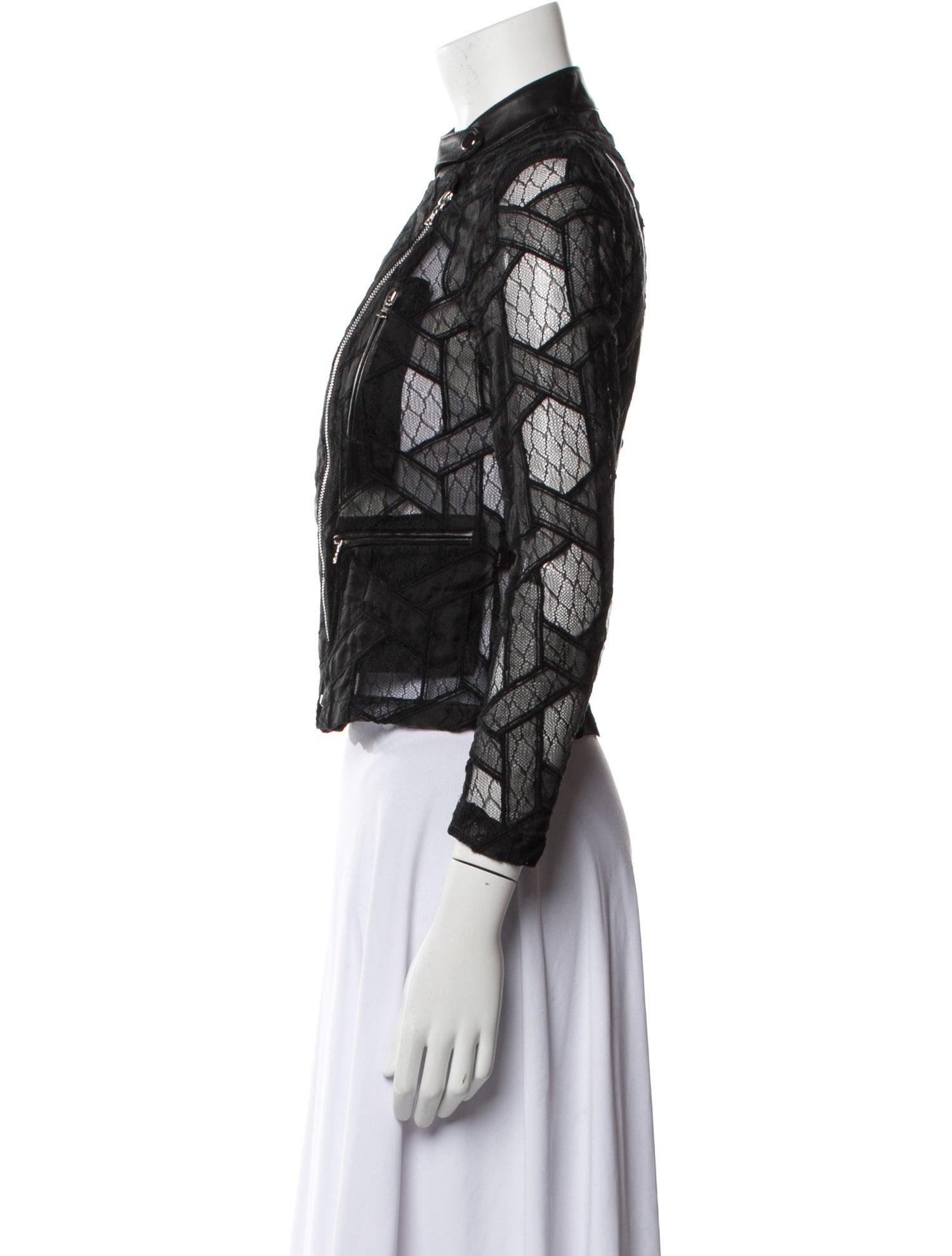 Yigal Azrouël Lace Pattern Biker Jacket