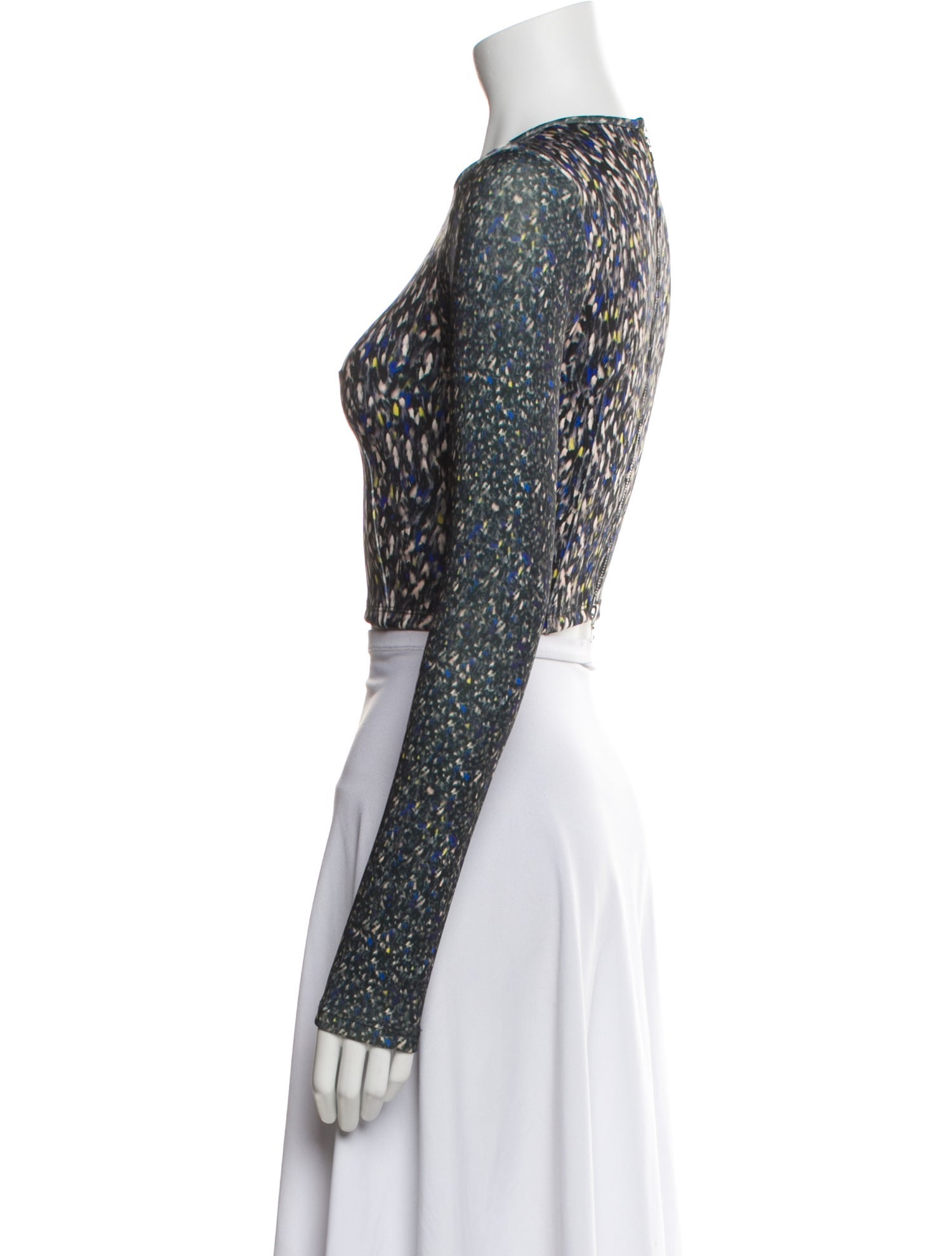 Yigal Azrouël Printed Crew Neck Crop Top