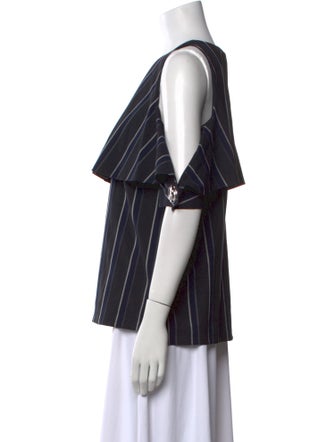 Yigal Azrouël Striped Crew Neck Blouse