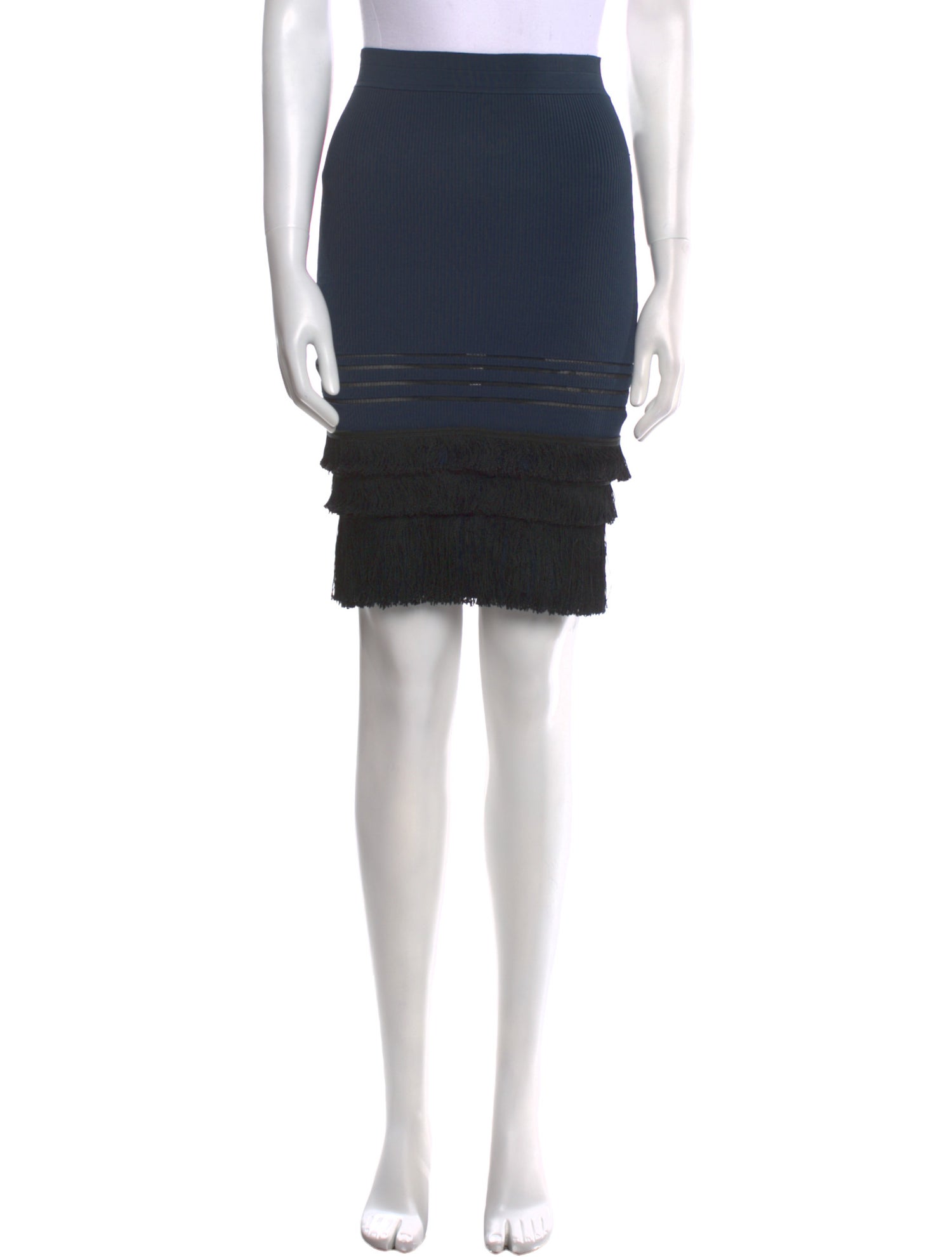 Yigal Azrouël Fringe Trim Accent Knee-Length Skirt