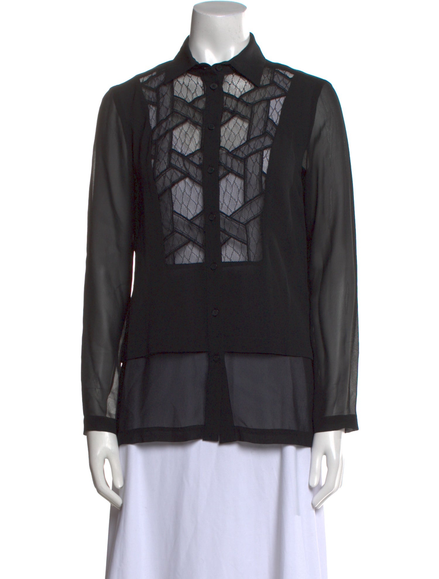Yigal Azrouël Silk Mock Neck Button-Up Top