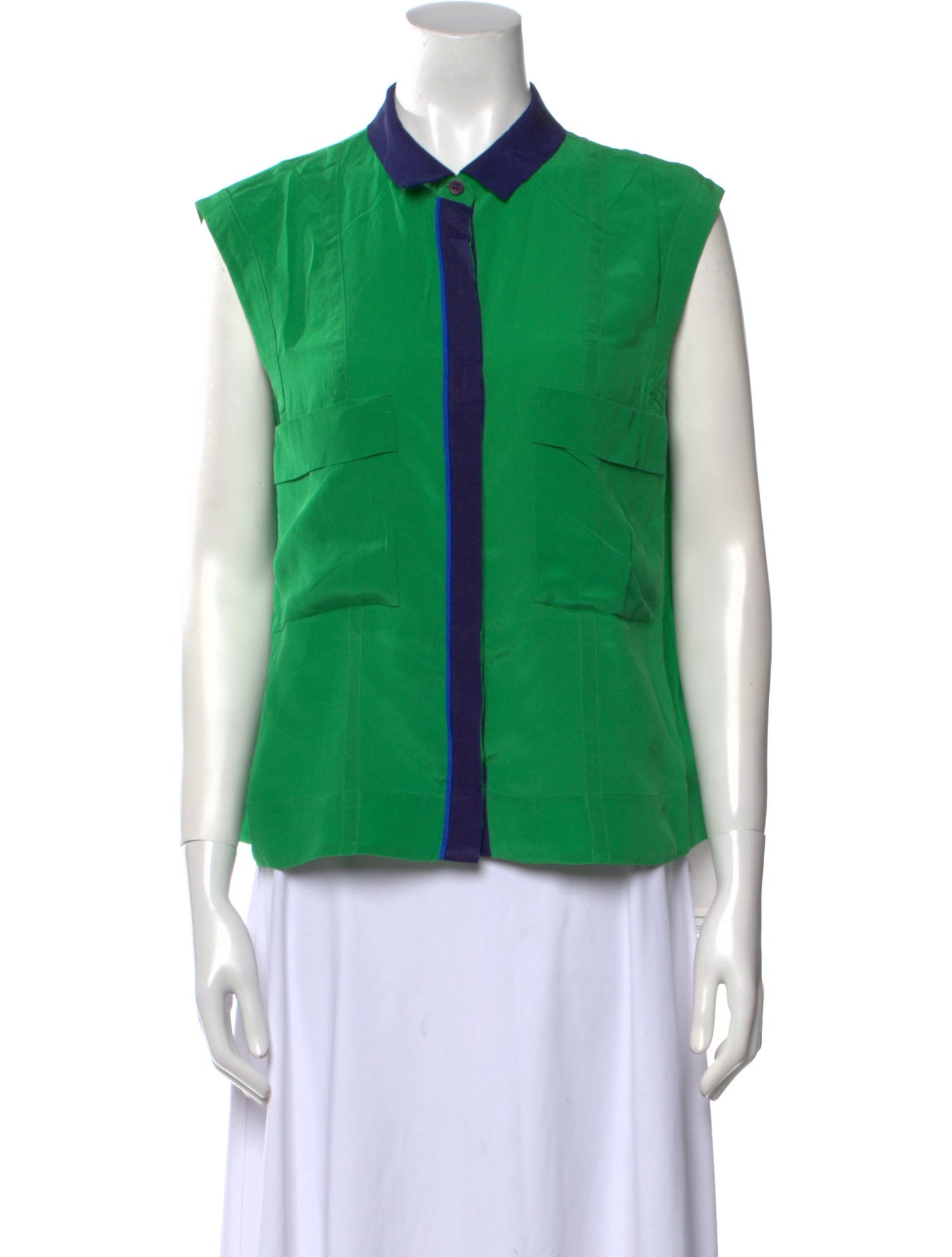 Yigal Azrouël Silk Sleeveless Button-Up Top