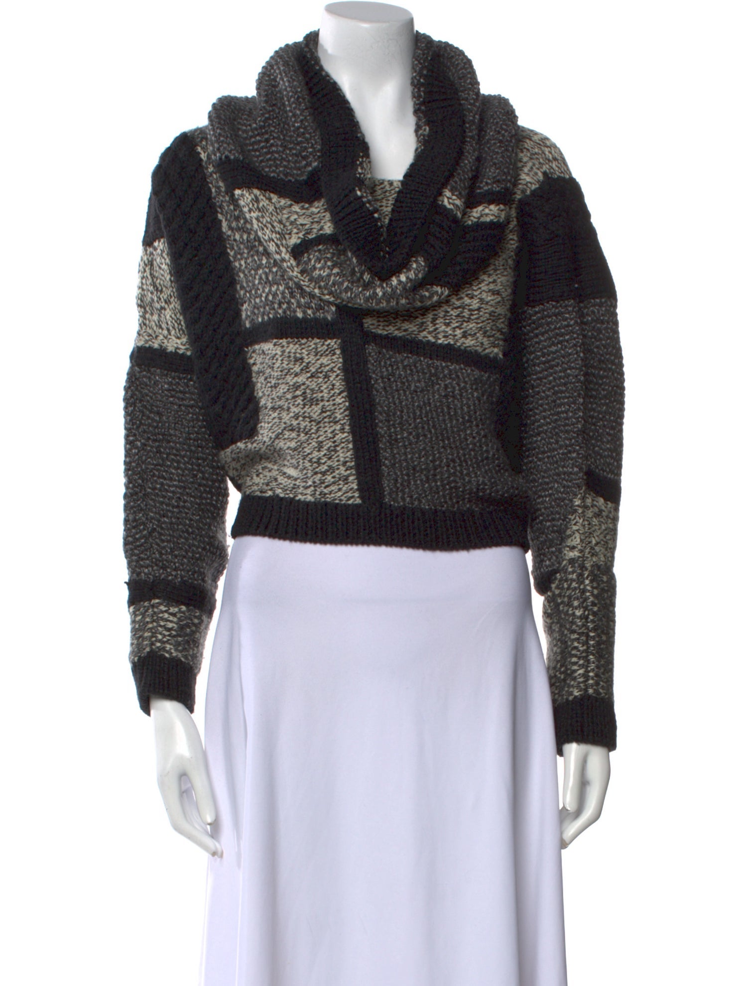 Yigal Azrouël Printed Cowl Neck Sweater