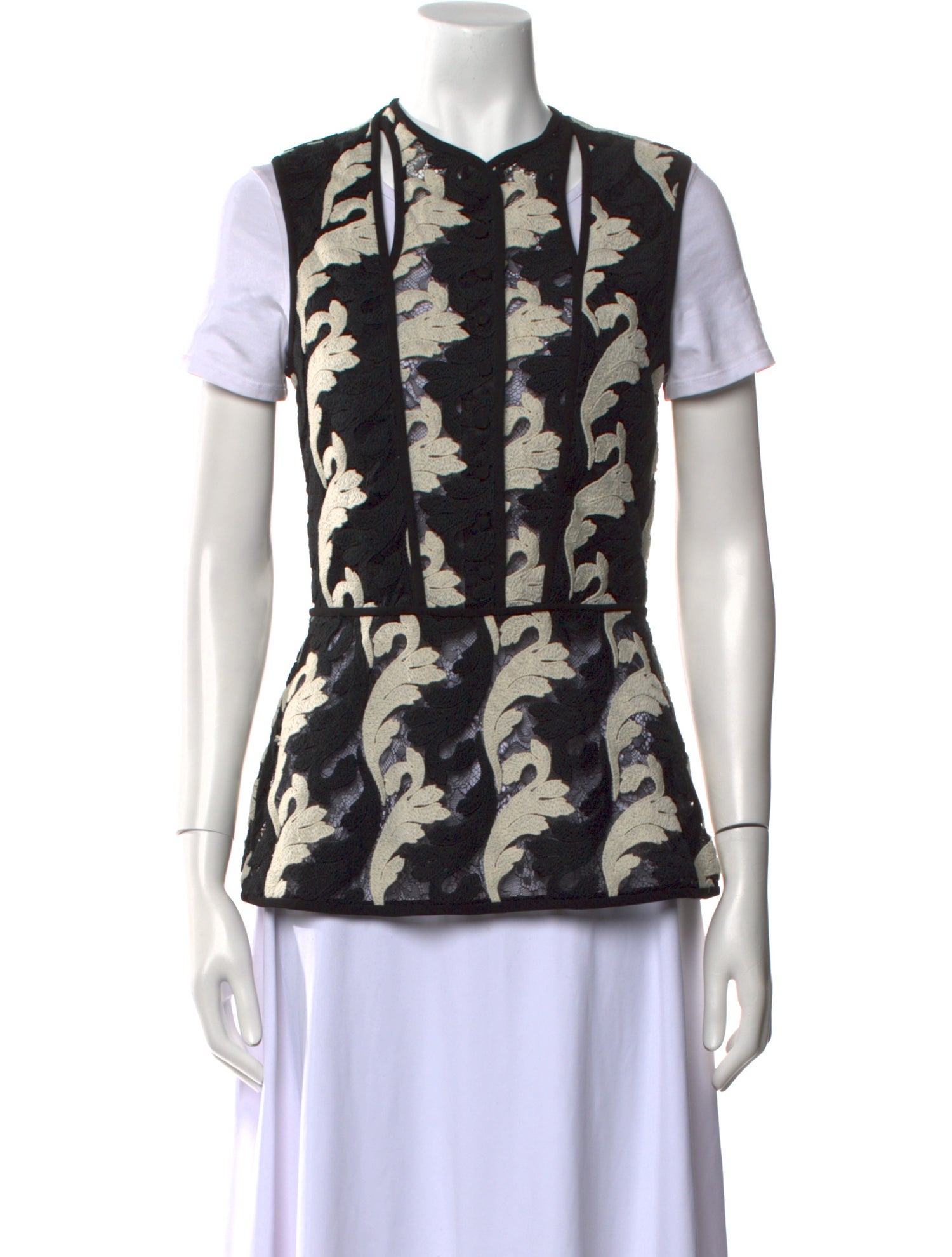 Yigal Azrouël Printed Crew Neck Button-Up Top