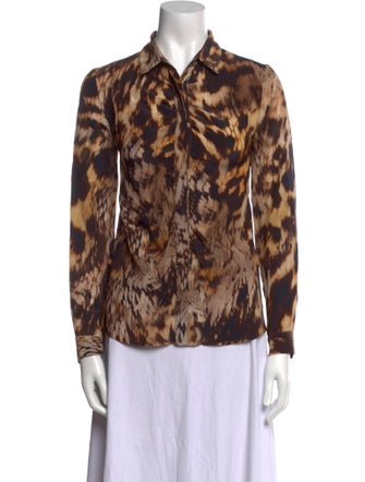Yigal Azrouël Silk Animal Print Button-Up Top