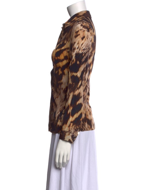 Yigal Azrouël Silk Animal Print Button-Up Top